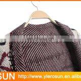 Acrylic Geometric Print Drape Long Knit Cardigan For Women thumbnail-3