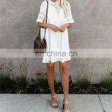 Туники-каверки 2019 года. Белая хлопковая туника-мини платье для пляжа. Летняя женская пляжная одежда. Сексуальная туника с V-образным вырезом и пуговицами спереди, предназначенная как купальник-каверка thumbnail-6