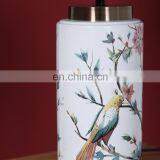 Elegant Modern Design Flower and Bird Living Room Desk Porcelain Night Lamp for Hotel Decor thumbnail-3