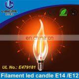 Langma High Quality AC 110v 2w 4w Christmas E12 Led Flicker Flame Candle Light Bulbs Cob Decorative Filament Warm White