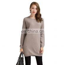 Hot Sale 100% Cashmere Pullover Sweater Women Vintage Style O-Neck Knit Top Pockets Long Length Winter OEM Service Available thumbnail-1