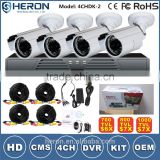 720P CCTV Camera System & H.264 AHD DVR 4 Channel CCTV AHD Camera Kit