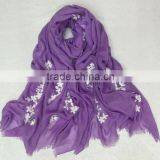 Wholesale Fringe Tassel Flower Embroidery Design Cotton Fashion Ladies Winter Shawl thumbnail-4