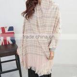 Newest Fringed Tassel Jacquard Checked Plaid Fashion Ladies Winter Wool Scarf thumbnail-3