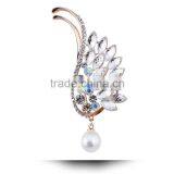 Custom Fancy Gold/Silver Crystal Brooch Wing Pearl Brooch Pin thumbnail-2