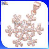 Fashion Trendy Express Cheap Rose Gold Plated Micro Pave Zircon CZ Snowflake Copper Pendant Brass Pendant thumbnail-1