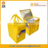 Customized Yellow Non Woven 6 Can Cooler Bag