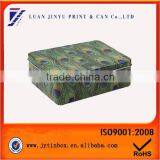 Hot Selling Peacock Printing Square Storage Tin Box