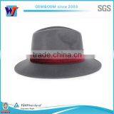 Red Satin Ribbon Band Wool Felt Wide Brim Fedora Hat thumbnail-2