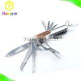 Wood Handle 11-In-1 Stainless Steel Multi Pocket Knife With Keychain