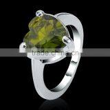 Fashion Wedding Silver Jewelry 18k White Gold Plated Heart Shaped Green cz Gemstone Ring for Women Girls Men thumbnail-2