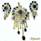 Blue Stone Diamond Pendant Sets, Diamond Gold Pendant Sets, Diamond Jewelry