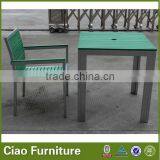 Outdoor Plastic Wood Table Set Garden Coffee Table and Chair thumbnail-2
