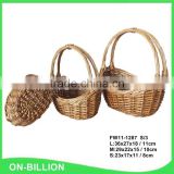 Vintage wicker flower basket with handle for decoration