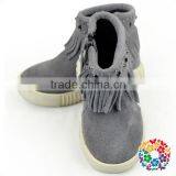 Children Boys And Girls Hard Sole Tassel Anke Boots Faux Suede Moccasin Shoes thumbnail-1