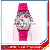 2012Hot Sale!!! Fashionable Colorful Trendy Novety Pink Silicone Strap Watch thumbnail-1