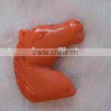 Wholesale 20-35mm Orange Horse Head Carved Natural Coral Pendant thumbnail-1