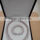 2 Rows 6.5-8mm Round Freshwater Pearl Jewelry Sets thumbnail-1
