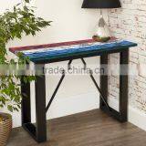 Console Table BOAT RECYCLED With Iron Legs thumbnail-1