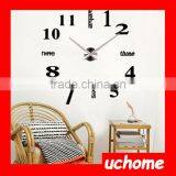 UCHOME Silver Rounds Circles Number Wall Clock Mirror Wall Clock Modern Design Removable DIY Acrylic 3D Mirror Wall Clock thumbnail-6