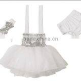 2016 China Low Price Wholesale Baby Sequin Romper Tutu Set With Headband and Skirt for Dancing