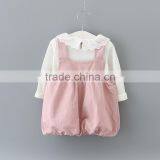 Long Sleeves Pink Suspender Skirt Baby Girl Frock Fancy Smocking Handmade Baby Dress 1set Childrens Boutique Clothing Baby Dress thumbnail-2