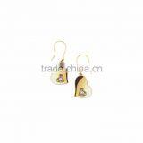 Gold Plated Fancy Single CZ Solitaire Heart Earrings thumbnail-1