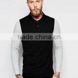 Best Price MGOO OEM Factory Long Sleeve Muscle Polo With Contrast Sleeves In Black thumbnail-5