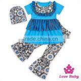 66TQZ462 Lovebaby 3 Pcs Printed Fabric Stitching Short Sleeve Shirts Baby Hat With Legging Boutique Childrens Clothes Set thumbnail-5