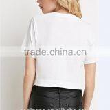 100% Cotton Crew Neck Cropped Cut Graphic Tee Women Custom T-shirt thumbnail-4