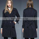 2016 Latest Designs Lady Formal Stripe Winter Women Long Coat thumbnail-1