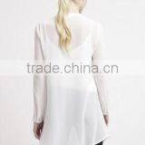 Basic Long Section White t Shirt Long Sleeve Fashion Casual Tunic thumbnail-3