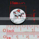Round White & Red Christmas Snowman Pattern 2 Holes Wood Painting Sewing Buttons Scrapbooking thumbnail-3