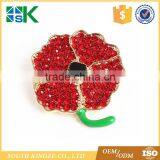 Red Poppy Flower Metal Remembrance Big Brooch Rhinestone Badge Pin Badge For Women Girl Men Boy thumbnail-1