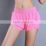 Hot Double Layers Solid Color Skin Fit Muscle Gym Shorts for Girls