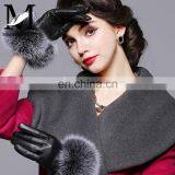Warm Real Leather Glove With Big Genuine Fox Fur Beautiful Glove thumbnail-4