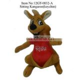 kangaroo plush keychain with red T-shirt,stuffed farm animal toy keychain,custom plush toy keychain