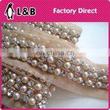 Wholesale New Design Pearl Rhinestone Beaded Lace Trim thumbnail-2