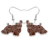 New Products 2017 Wholesale Silver Plating Brown Enamel Cute Animal Dog Earrings thumbnail-1