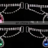 Silver Plated Teardrop Crystal Rhinestone Bikini Connectors/ Buckle Chain