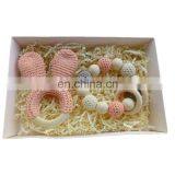 Safe Kawaii Bunny Ear Ring Cotton Yarn Hand Crochet Rattle Teether Toy thumbnail-1