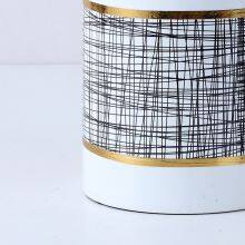 European Entery Luxury Style Graffiti Painting Straight Cylinder Ceramic Flower Vases With Lid For TV Stand thumbnail-5