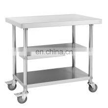 Hotel Kitchen Stainless Steel Work Bench With Under Shelf Without Splash Back