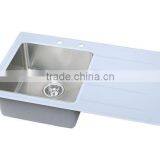 Glass Countertop Sink With Handmade Stainless Steel Sink
