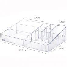 Makeup Organizer, Clear Makeup Storage Box Thick Plastic Organizer Tray 9-Compartment Comestics Counter Organization Holder for Brush, Jewelry, Beauty Supplies thumbnail-4
