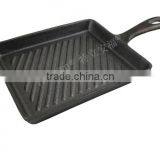 TRIONFO Single Handle Thread Interior Bottom Cast Iron Grill Pan