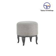 Wholesale Living Room Gold Metal Base Ottoman Footstool Modern Blue Velvet Tufted Round Pouf Ottoman thumbnail-5