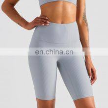 OEM Supplier Ribbed Biker Shorts Crotchless Women Cycling Short Pants Workout Exercise Gym Wear Yoga Clothing thumbnail-2