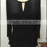 Middle Aged Women Black Silk Fold Blouse thumbnail-2