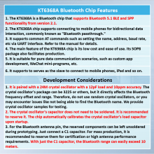 KT6368A Bluetooth Chip Bluetooth IC Module Serial Port Data Communication Dual-mode 5.1BLE/2.1 SPP Data Transmission SOP8 UART AT Command Passthrough thumbnail-2